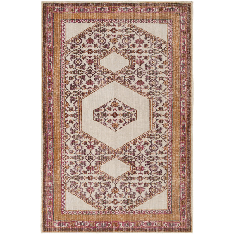 Tapis orange en laine noué à la main Elsea, Rectangle 2 pi x 3 pi