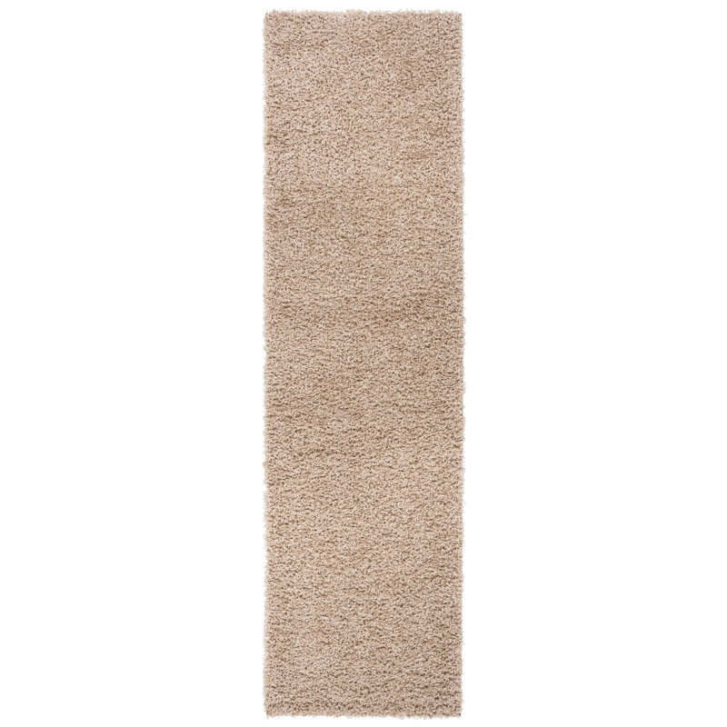 Athens Beige Synthetic Shag Runner Rug 2'3" x 8'