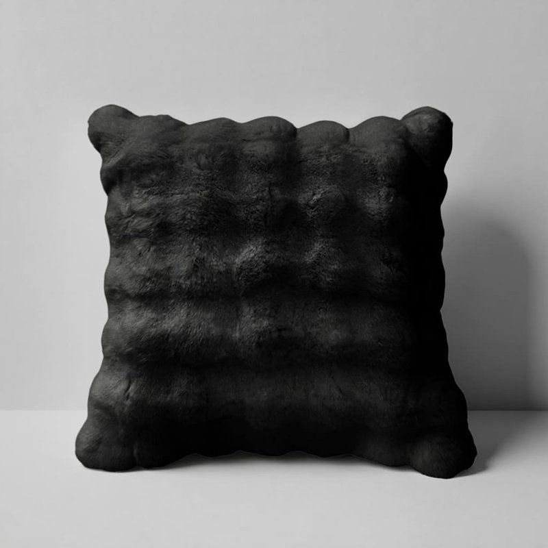 Coussin à poils longs moelleux 2X2 Ft, Noir