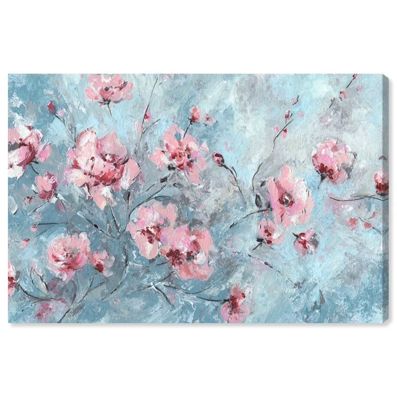 Bloom Season Pastel Abstract Canvas Wall Art with Black Frame