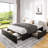 Caelib Faux Leather Upholstered Platform Bed with 3 Large Drawers-299966868