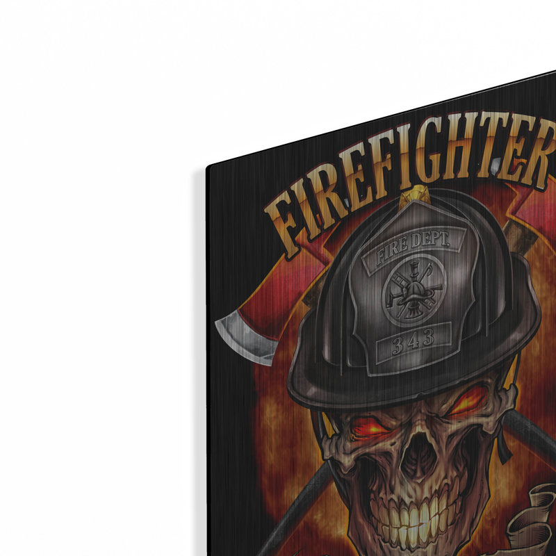 Trinx «Fire Fighter Skull» par Flyland Designs, art mural en métal, H 16 po x l 12 po