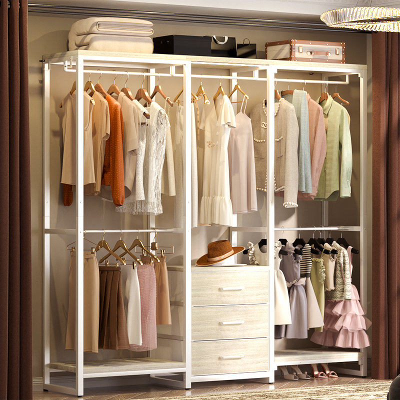 39.5'' - 65.5" W Closet System with Drawers and Hanging Rods, Gray