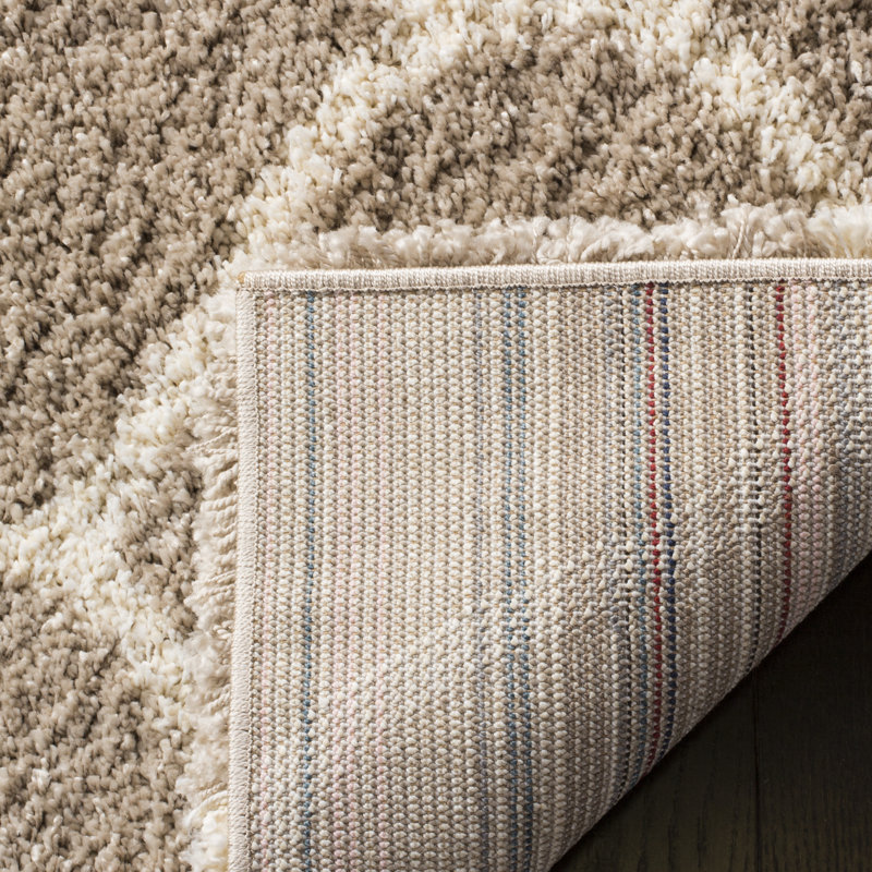Tapis bleu marine / ivoire Darrold, Carré 9 pi, Beige / Ivoire