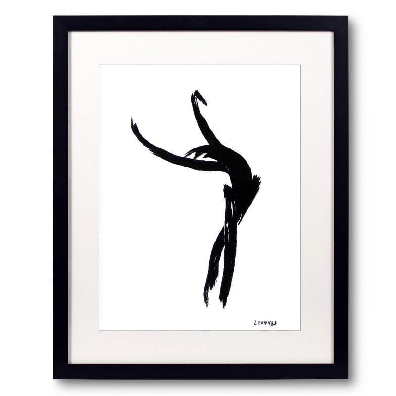 «Fluid Fellow» par Lisa Daniels - Peinture, Papier avec cadre noir, H 21,25 po x l 17,25 po