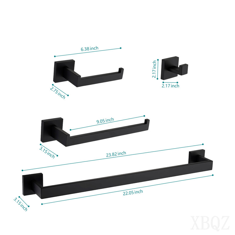 4 - Piece Bathroom Hardware Set, Matte Black