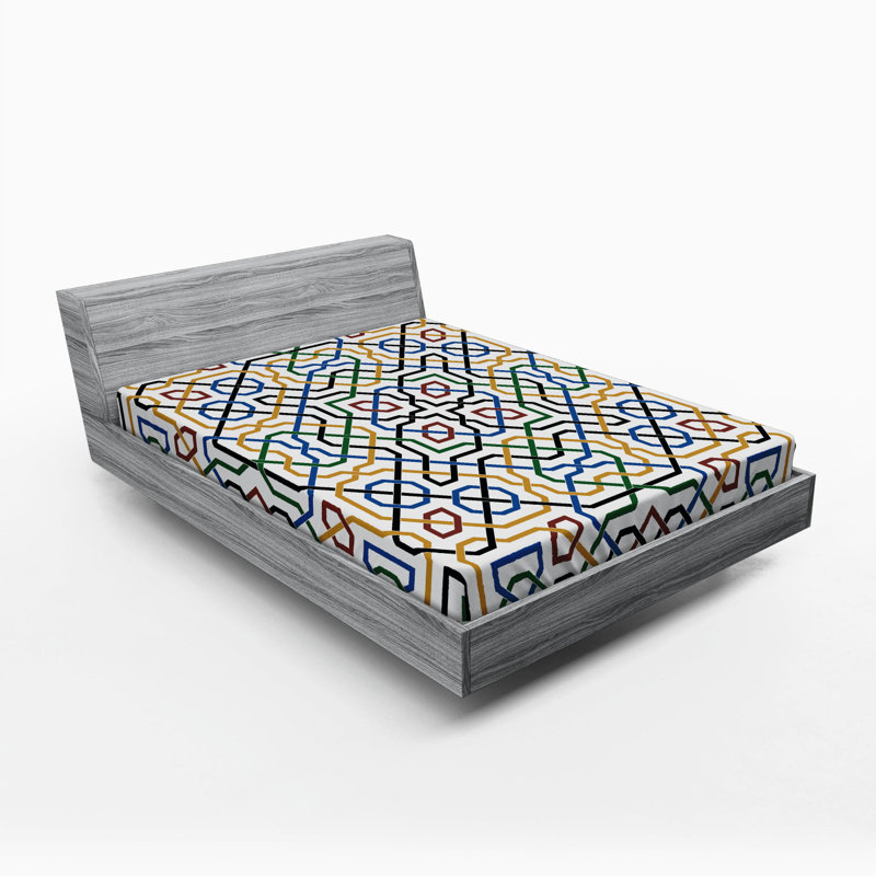 Microfiber Geometric Fitted Sheet, Full Fitted Sheet