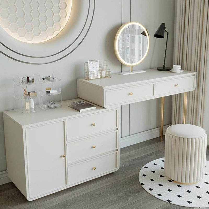 Makeup Vanity with Light mirror,5 drawers,Power Outlet