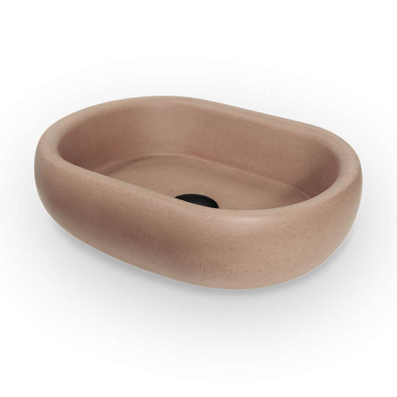 Newterra Handmade Oval Vessel Bathroom Sink, Clay