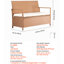 Banc de rangement extérieur PE 70 gal avec siège étanche, dimensions intérieures : 1844.410.2, tiges, coussin moelleux, structure en acier allié, couleur beige.