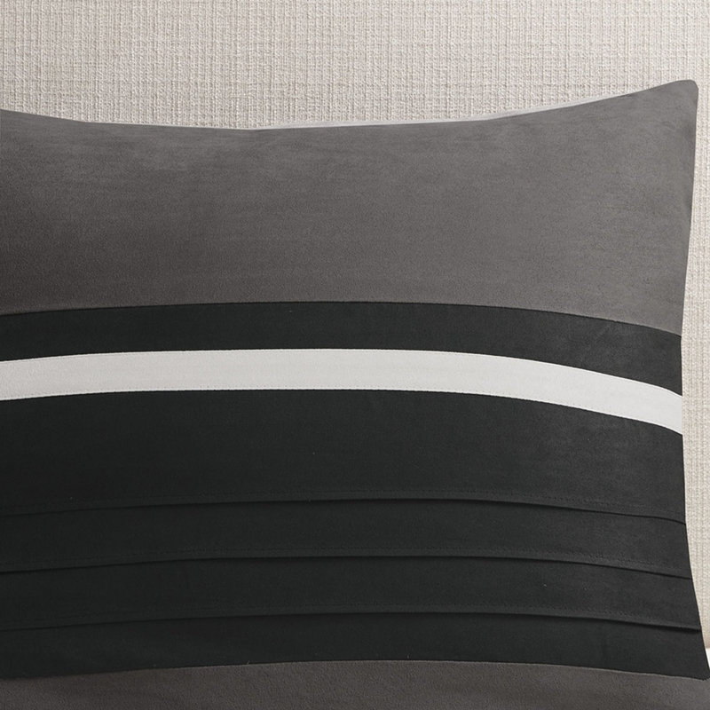 Ensemble d'édredon noir grand, détails en microsuède à motif 7 pièces, simili suède avec jupe de lit