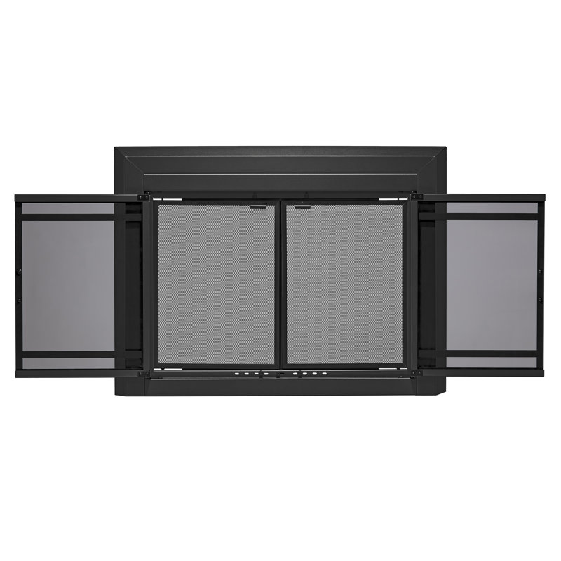 Cabinet Steel Fireplace Door, Black, 33.03" H x 37.52" W x 1.81" D