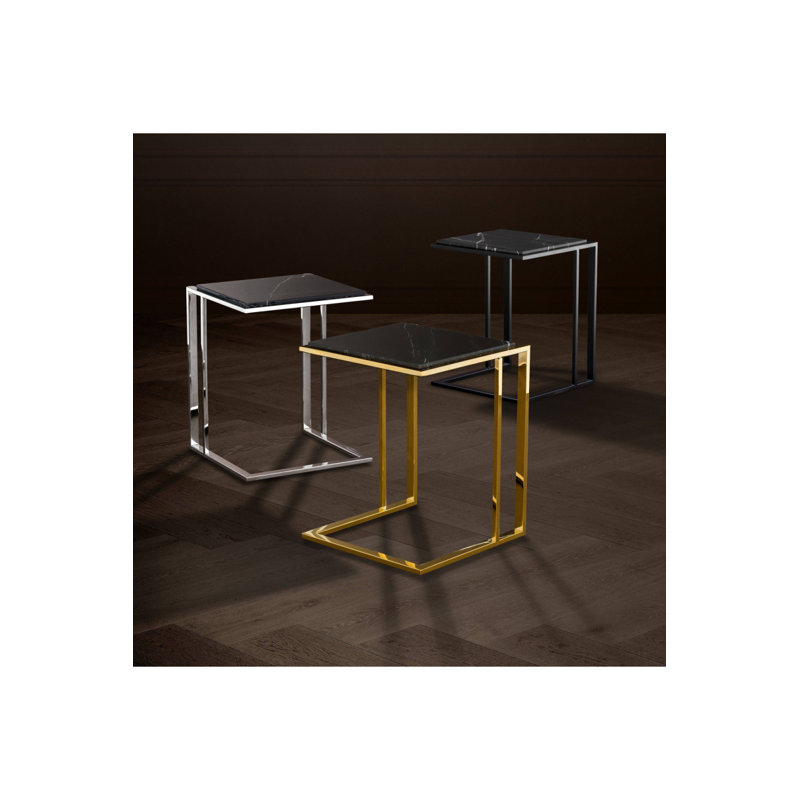 Marble End Table, Gold