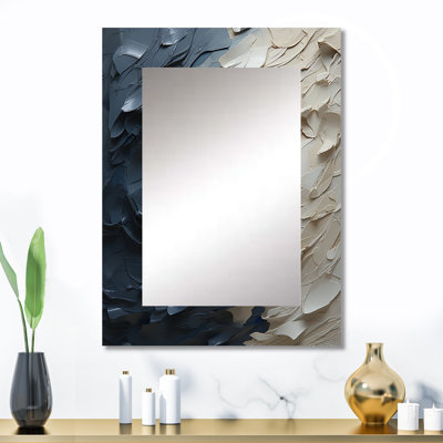 Portrait de femme beige et blanc intemporel - miroir mural femme, miroir décoratif bleu, impression d'art en métal
