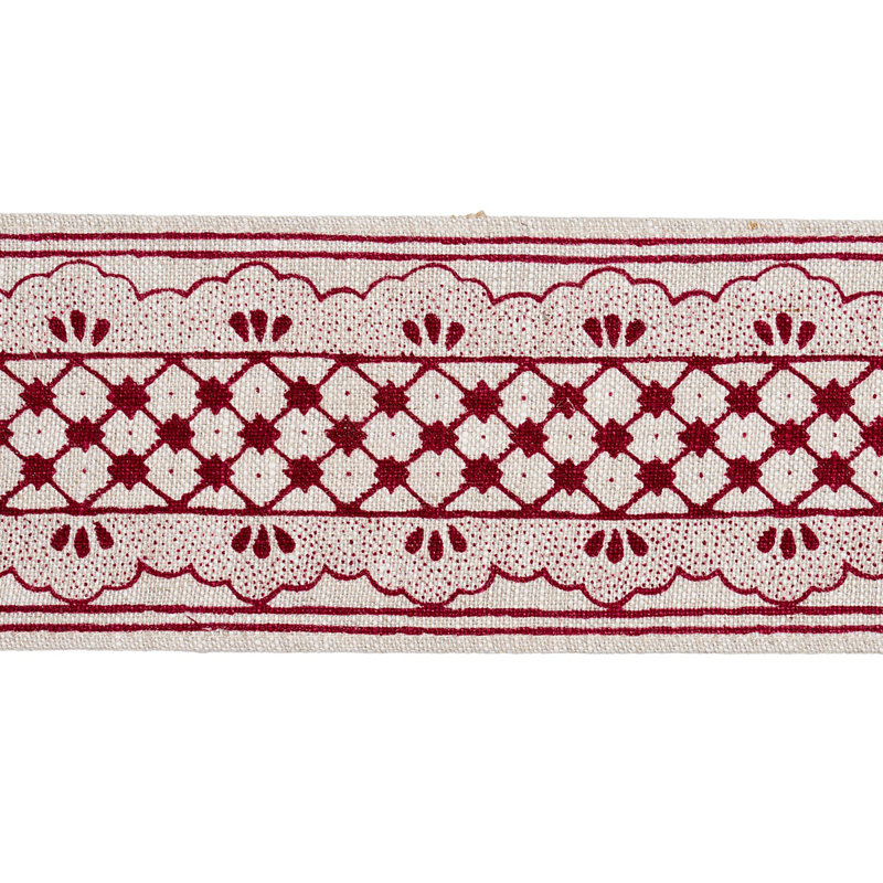 Schumacher x Mary McDonald Davison Scalloped Tape, Crimon/White