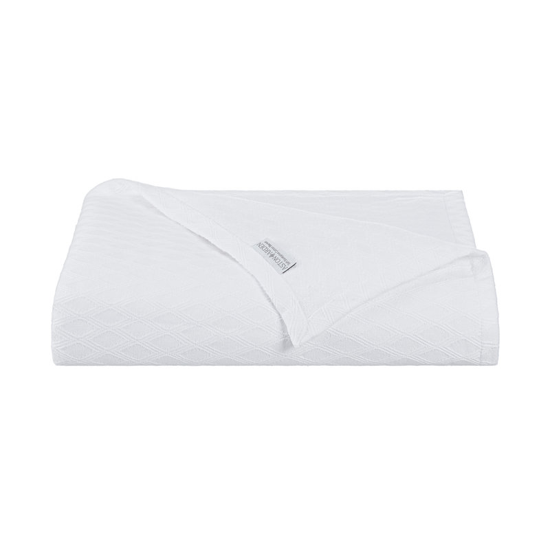 Couverture en mélange de coton eucalyptus, Simple, Blanc