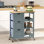 Chariot roulant pour îlot de cuisine, chariot de service de bar, chariot compact sur roulettes avec plateau en bois, tablettes et tiroirs pour la salle à manger