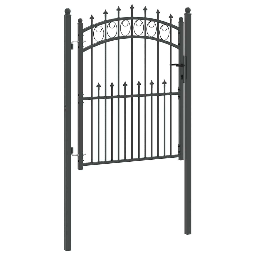 Vidaxl Fence Gate With Spikes Grey 125 X 100 Cm Powder-Coated Steel