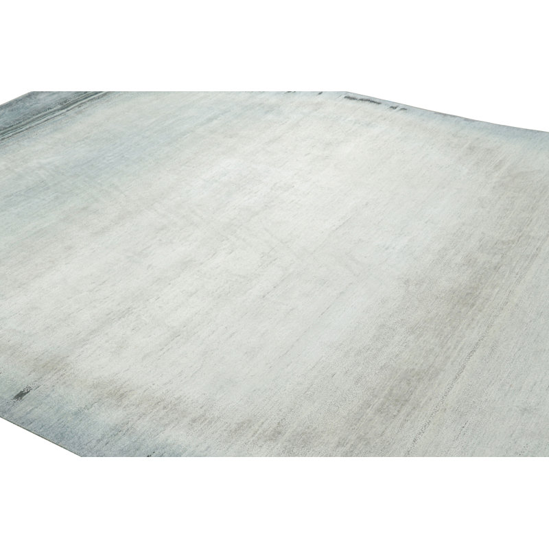 Rug & Kilim’S Contemporary Abstract Rug In Blue, Cream And Black With Striae
