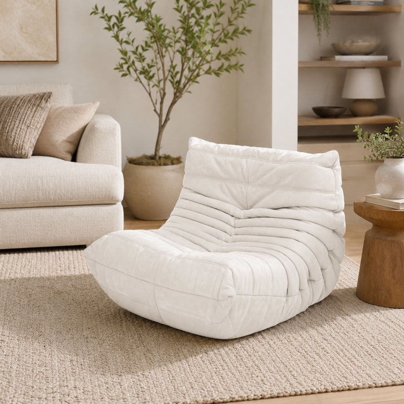 Monett Bean Bag Chair & Lounger, Beige Microfiber