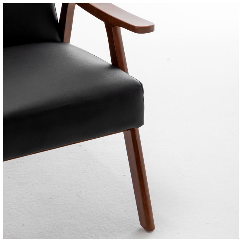 Accent Chair with Microfiber Upholstery and Solid Wood Frame, Classic Living Room Furniture for Extra Seating PU/PVC