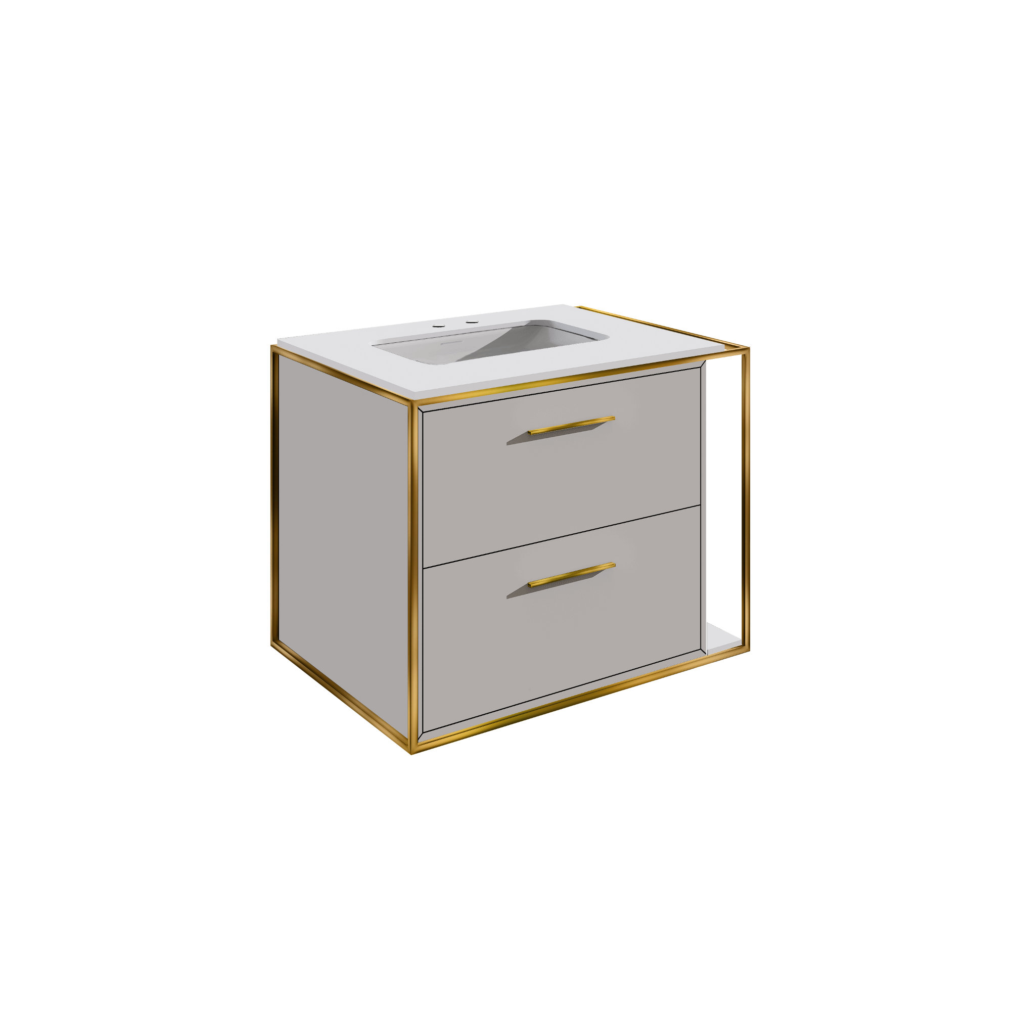 Linea 24" Vanity Base, Double, Brass, Cloud
