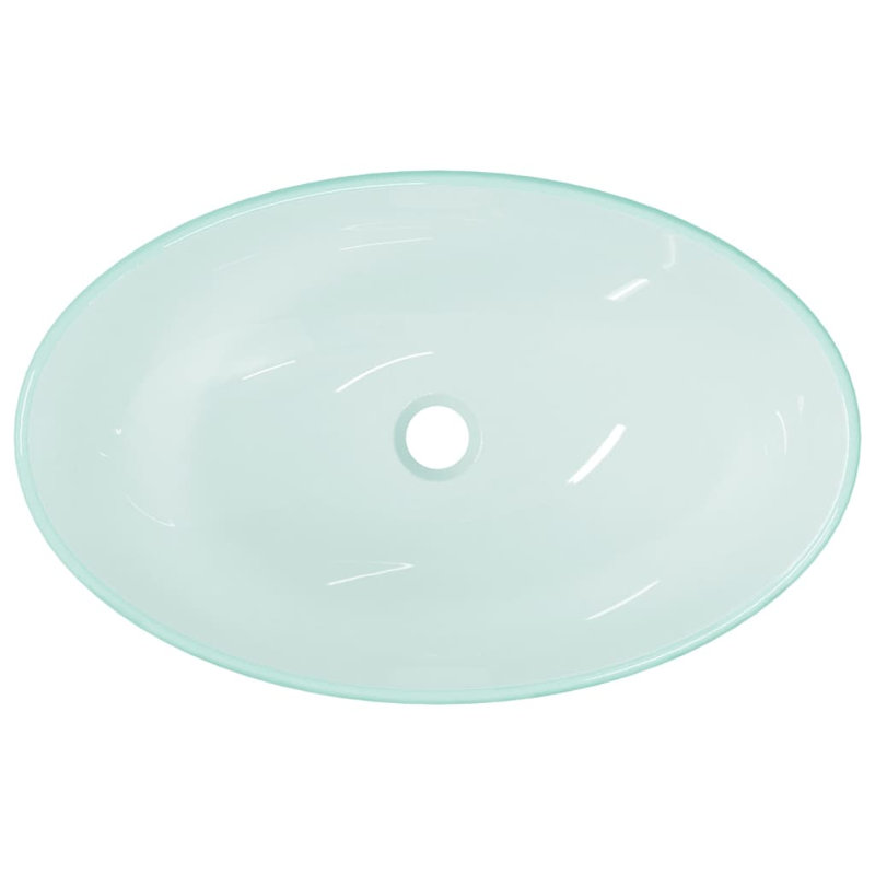 Metro Lane Adamis 545mm L x 350mm W Tempered Glass Rectangular Sink, Blue