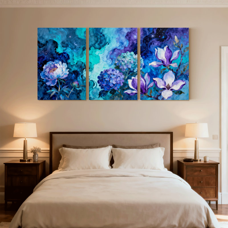 Plantes et fleurs, ensemble de 3 impressions sur toile, H 30 po x l 60 po