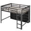 Lit mezzanine double gris avec 8 tablettes ouvertes et - Économie d'espace pour les dortoirs