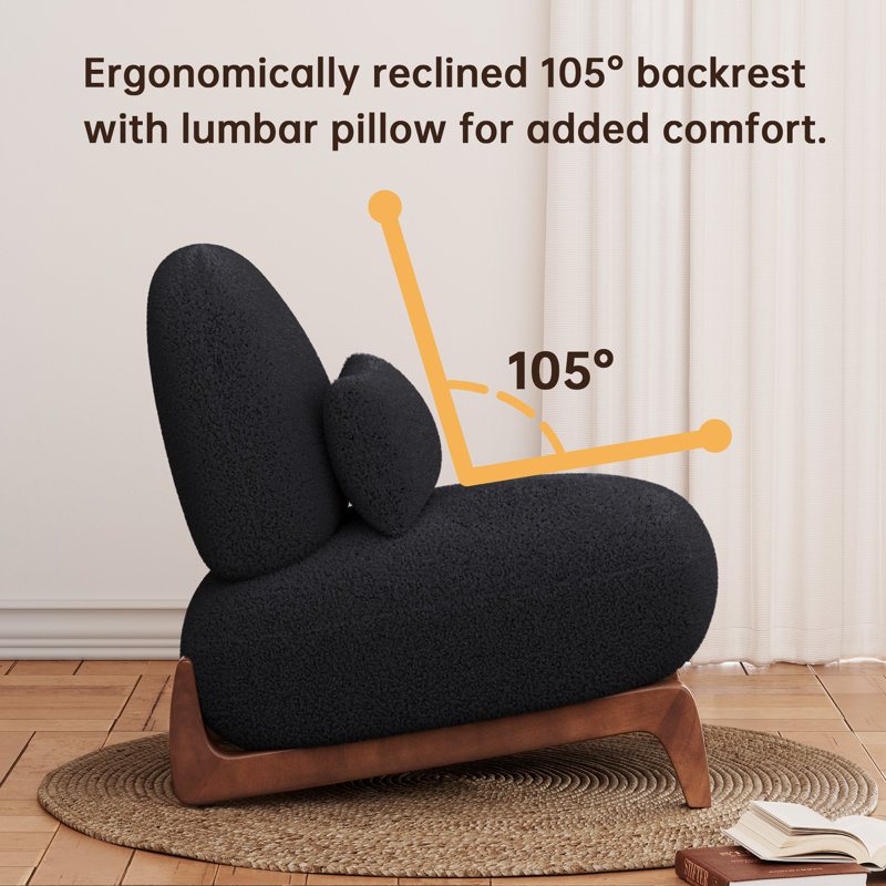 Keiven Upholstered Accent Lounge Chair With Wood Leg, Black