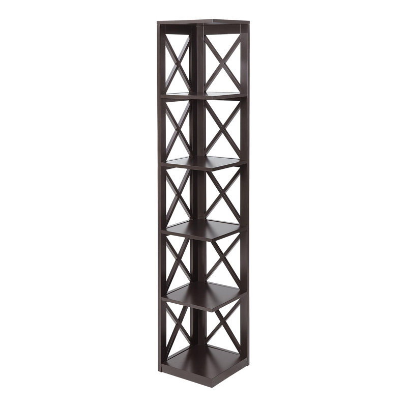 Darek 63.75" H x 12" W Corner Bookcase, Espresso