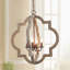 Lustre géométrique à 4 lumières de style bougie avec détails en bois Aziz-1064661662-1064661663