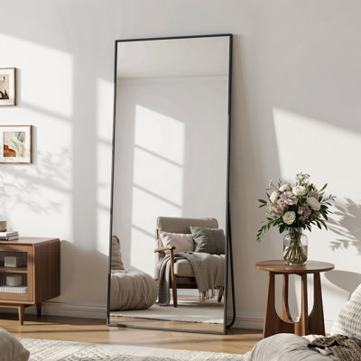 Oversized Full Length Mirror with Stand, Standing Mirror Full Body, Floor Mirror with Aluminum Alloy Framed Rectangle Wall Mirror