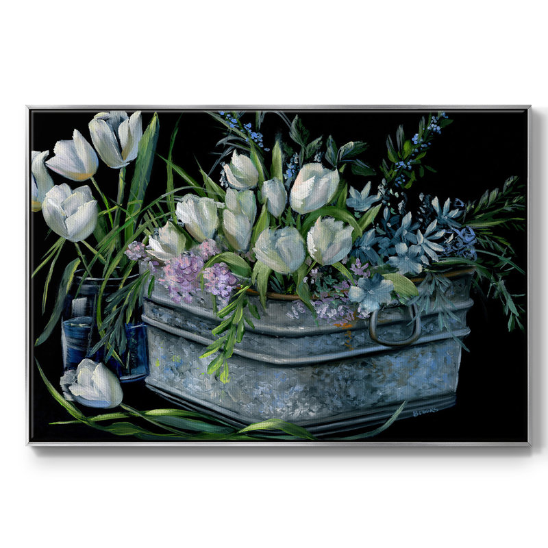 " Wild Tulips ", 17" H x 25" W x 2" D, Silver