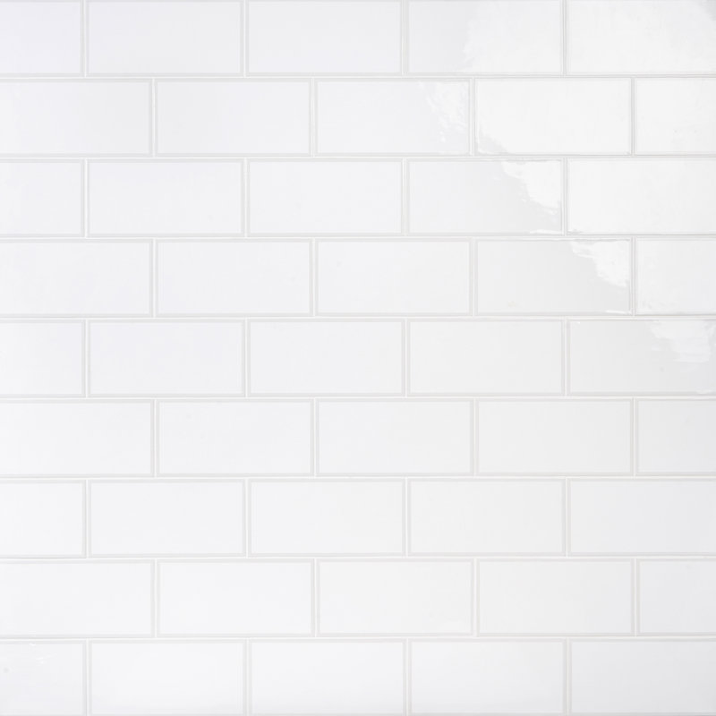 Siene 5" x 10" Ceramic Stone Look Subway Tile, White