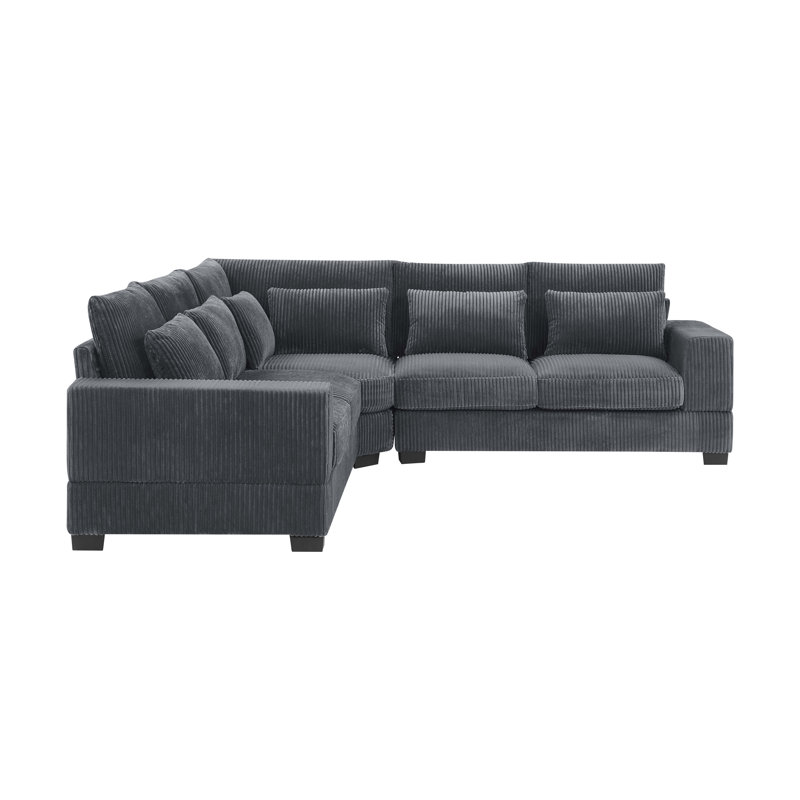 Laguna Modular Corduroy Sectional, Gray Corduroy