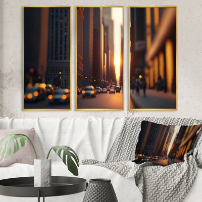 " Maquette Sunset Through Manhattan Skyscrapers III " 3 - Pieces