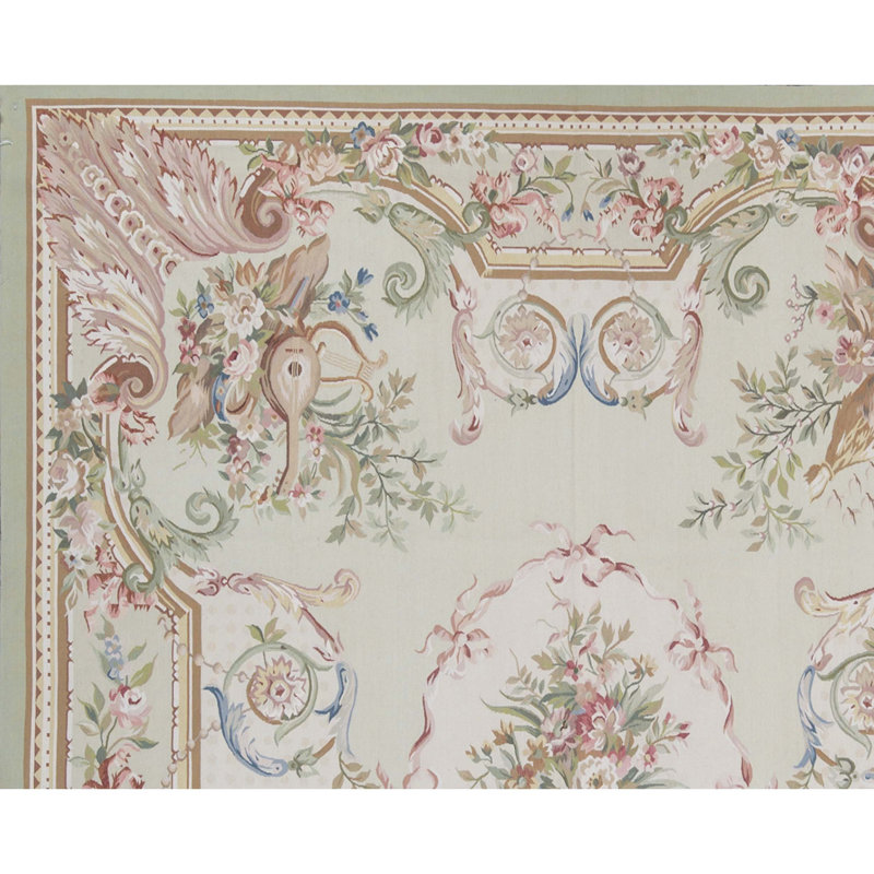 Aubusson Hand Knotted Wool Oriental Area Rug