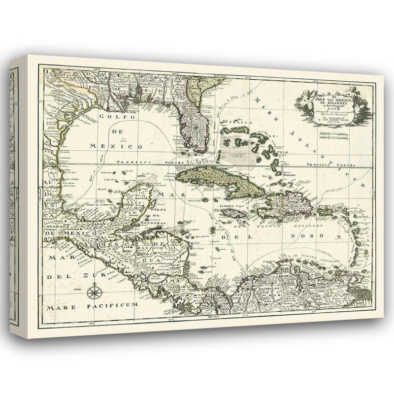 Williston Forge unknown Gallery Wrapped Canvas Art Titled: Map of the Gulf of Mexico