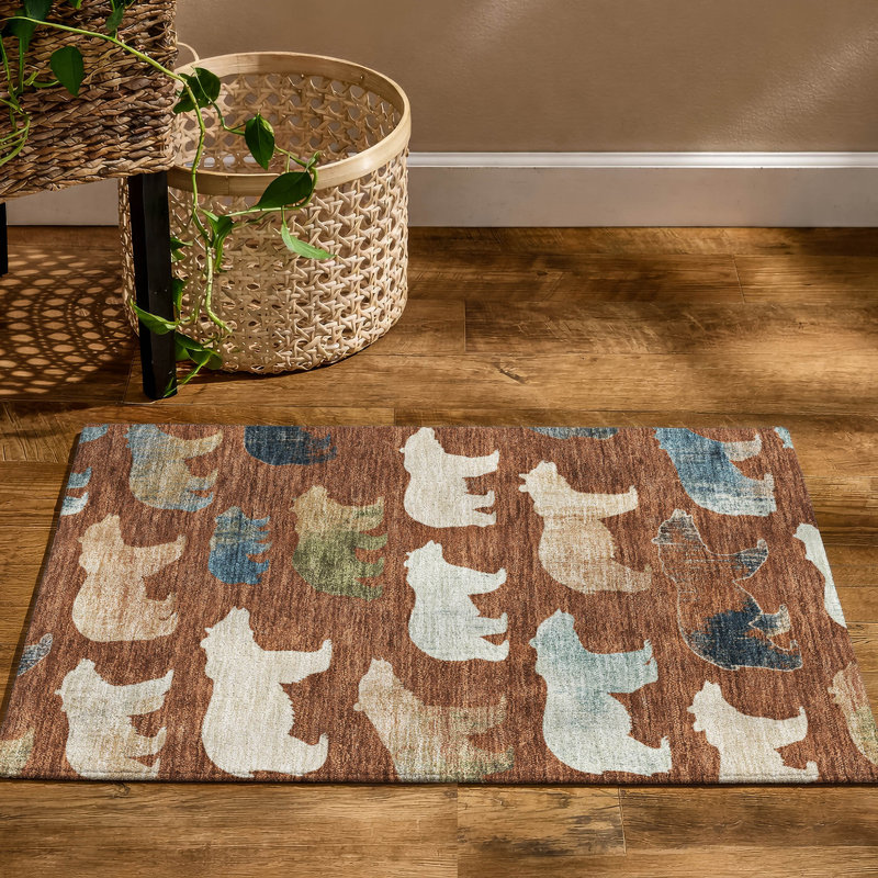 Premium Machine Washable Mayfield AMF2338 Lodge Rug, Paprika, 2'6" x 3'10"