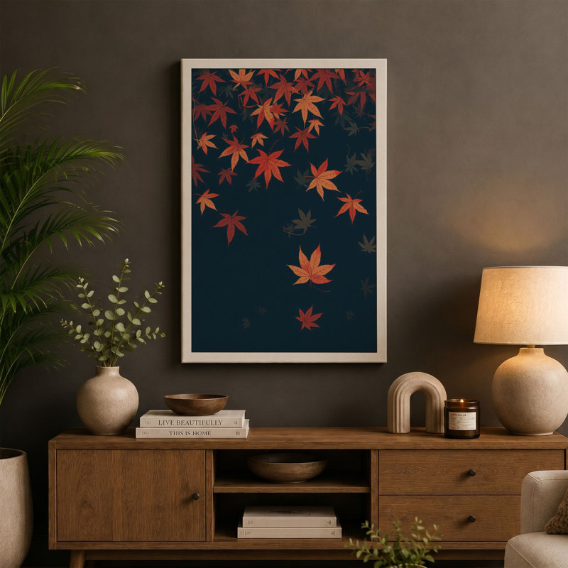 Falling Autumn Leaves Botanical - Wrapped Canvas, White Border, 30x20 - 76.2 x 50.8 cm