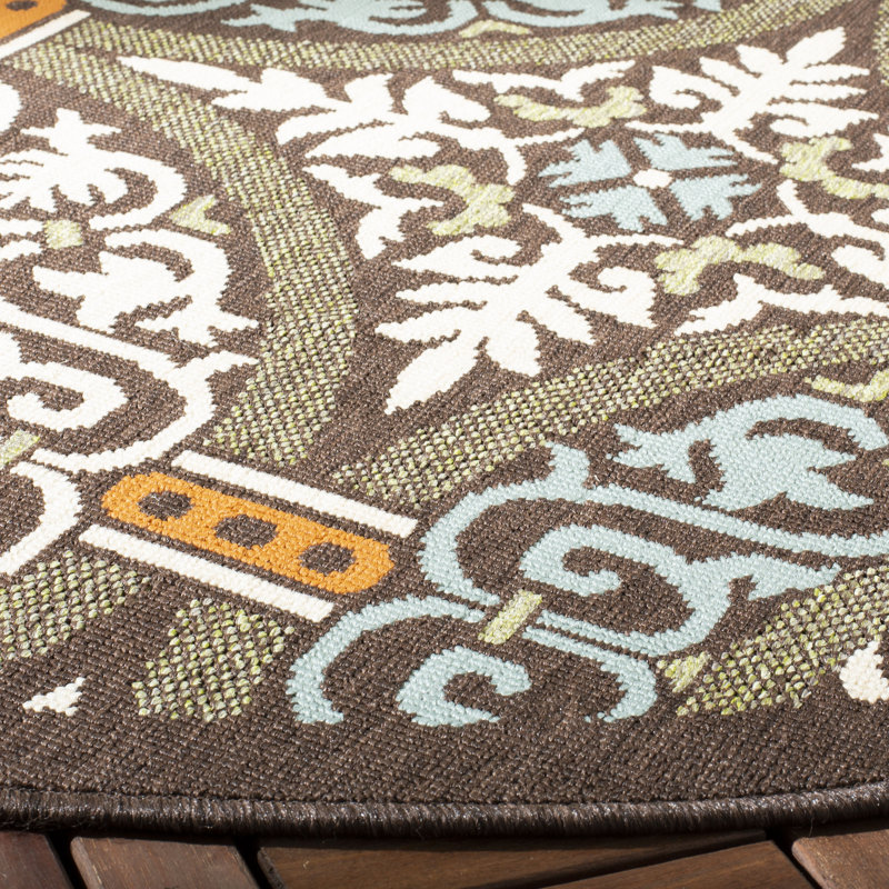 Coucou Performance Oriental Indoor/Outdoor Area Rug, Round 6'7"