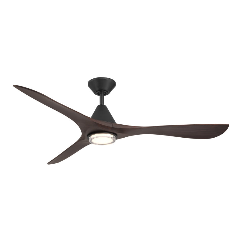 Ventilateur de plafond intelligent en bois naturel Carve 3 avec trousse d'éclairage à DEL sélectionnable 2700K-3000K-4000K-5000K et télécommande incluses, fonctionne avec Alexa et l'application Android ou Android
