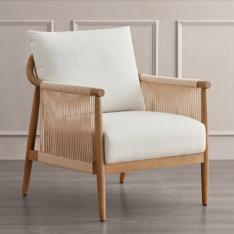 Fauteuil rembourré en corde tissée à la main, Crème