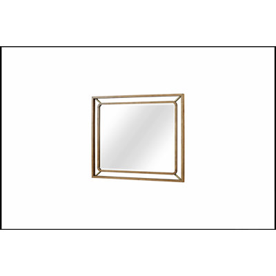 Miroir de commode contemporain au fini latté avec des accents métalliques élégants pour les chambres à coucher et les vestiaires modernes