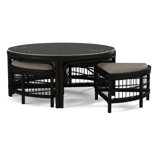 Raffles Rattan Cocktail Table with Benches