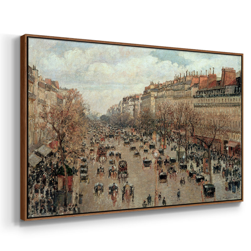 Paysage rétro-DII, Toile encadrée noyer flottant, H 17 po x l 25 po x P 2 po