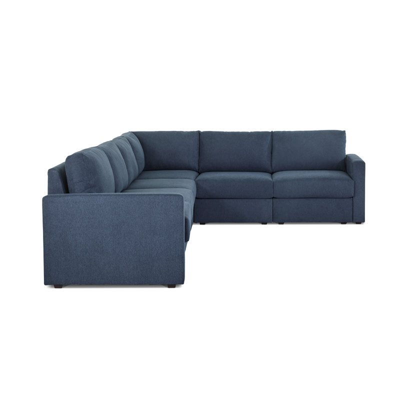 Canapé modulaire rembourré 6 pièces Flex, Mélange de polyester gris clair Frost / nylon, H 37 po x l 135 po x P 38 po