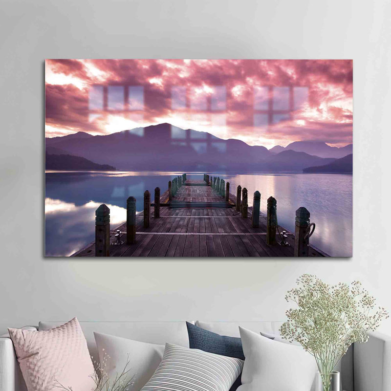 Magnifique art mural en verre trempé coucher de soleil océanique idéal pour rehausser votre décor avec ses nuages uniques
