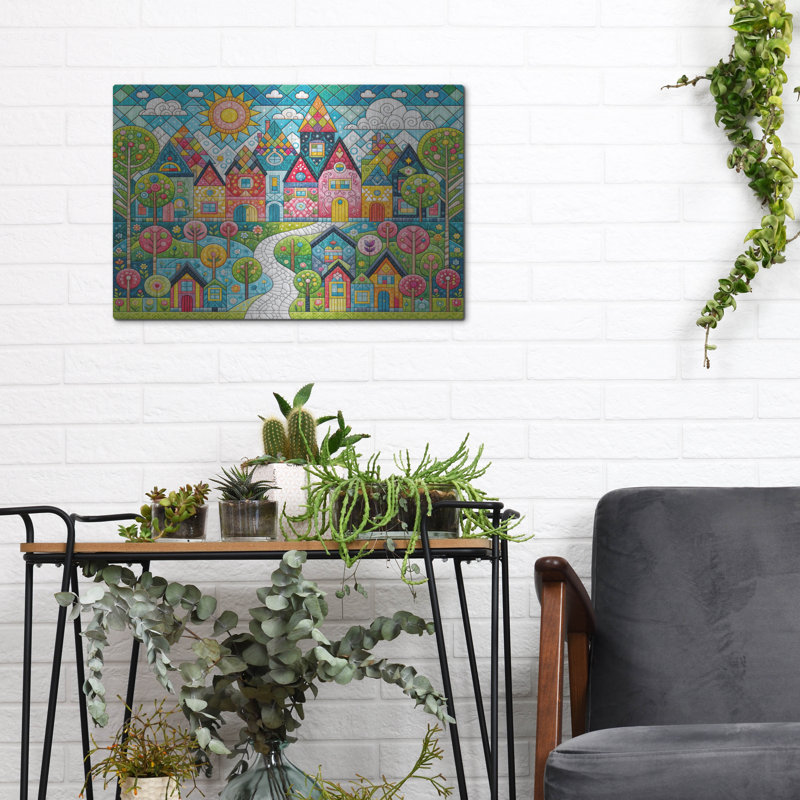  «Quilt Style Scene 4» par Rey Klimt, art mural en métal, H 12 po x l 16 po